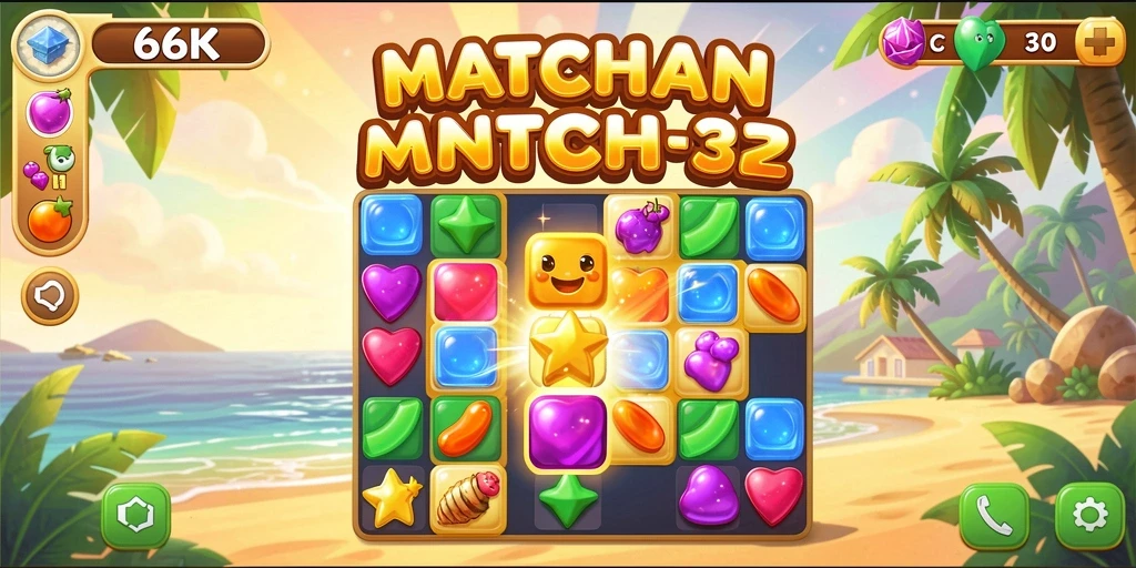 Tangkapan layar menampilkan gameplay menarik dalam permainan Match-3.