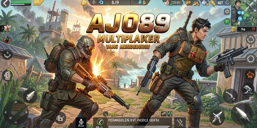 Screenshot AJO89 menampilkan aksi tempur FPS yang mendebarkan.