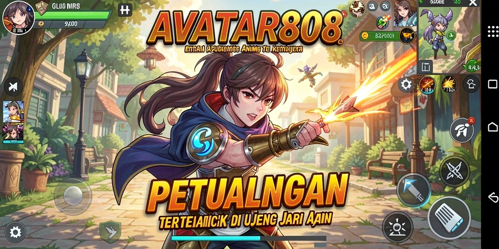 Screenshot gameplay <strong>AVATAR808</strong> dengan karakter Anime yang menonjol.