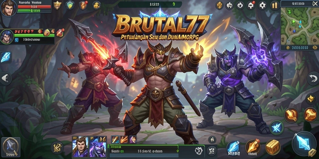 Tampilan gameplay epik dalam BRUTAL77 dengan aksi pertempuran yang seru.