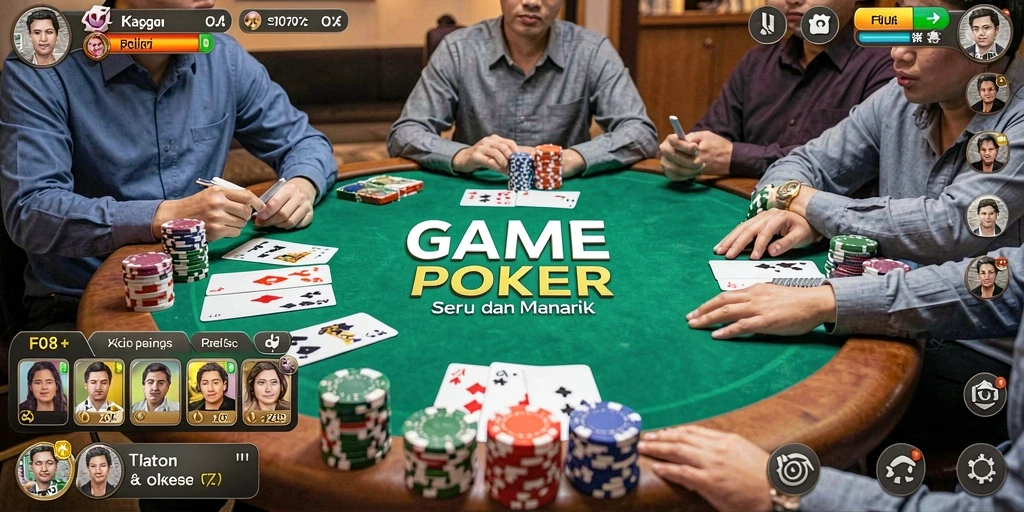 Screenshot gameplay F08 menampilkan aksi poker yang menegangkan.