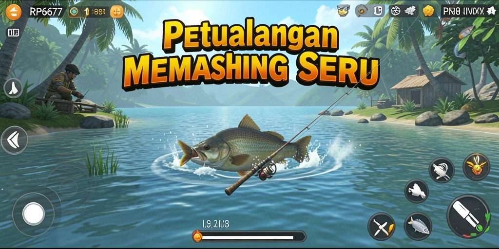 Tampilan gameplay memancing yang mengasyikkan di RP6677.