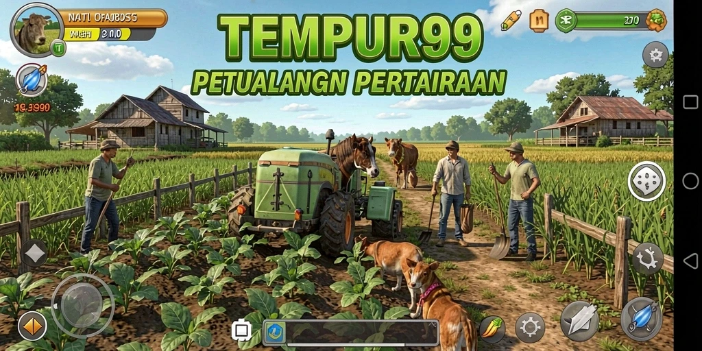 Screenshot TEMPUR99 menunjukkan gameplay Farming yang seru dan interaktif.