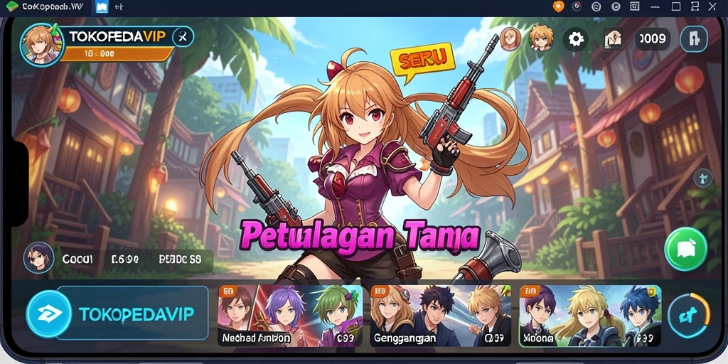 Gameplay seru TOKOPEDIAVIP dengan karakter anime menarik.
